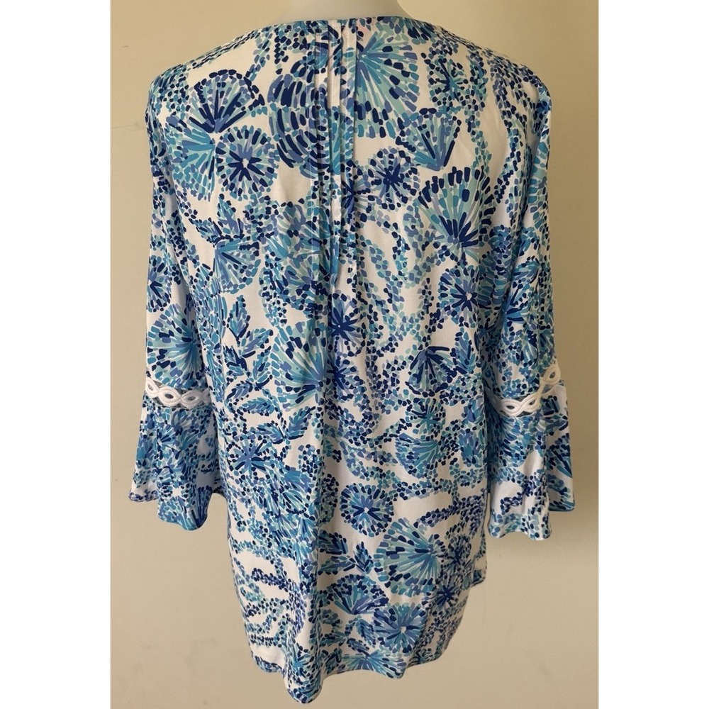 Lilly Pulitzer Hollie Tunic Blouse Womens Medium Blue - Picture 4 of 11